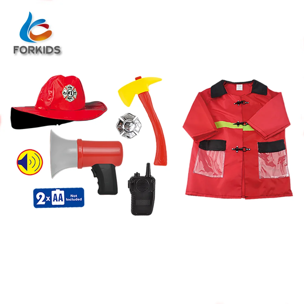 HOT SELLING DELUXE 6PCS KIDS FIREMAN COSTUME HERO RESCUE COSPLAY PLAY TOY FOR PRETEND PARTY ROLE PLAY TOY SET