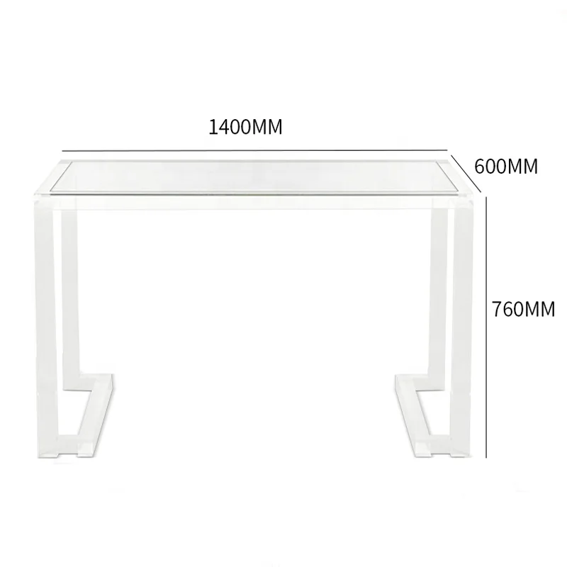 Modern acrylic transparent four legged rectangular family practical dining table