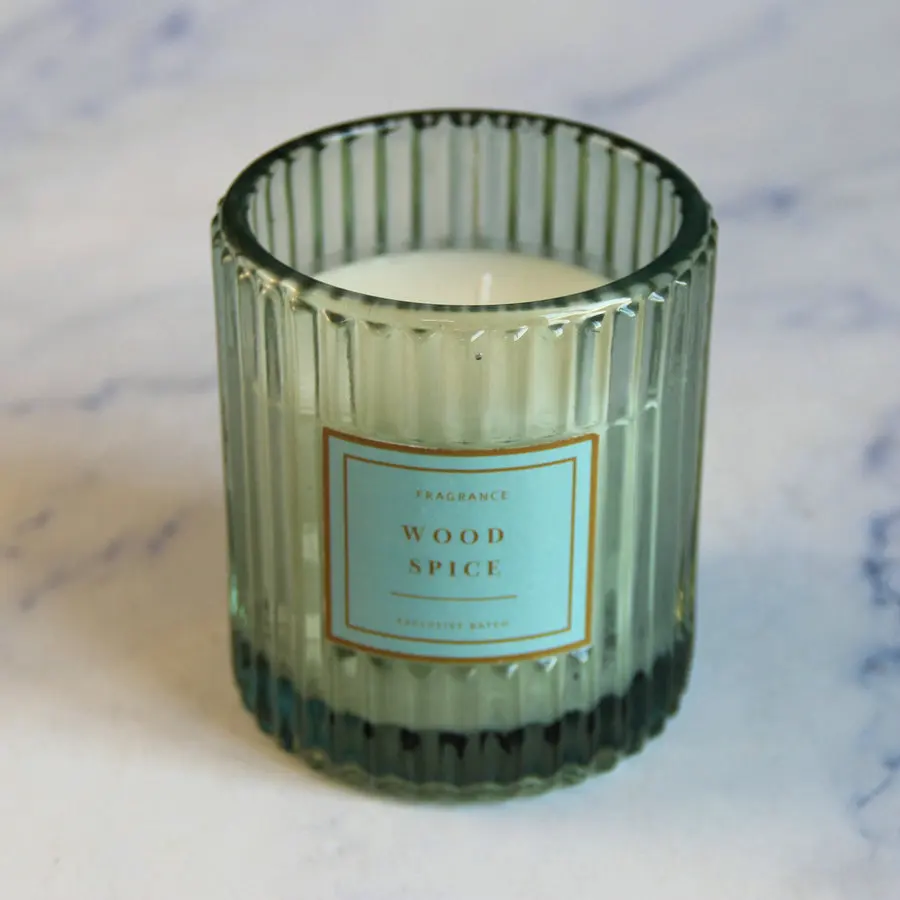 Soybean Wax Scent Candle Gift Organic Natural Fragrance Oil Long Burning Custom Bulk Ribbed Glass Jar Scented Candles With Box