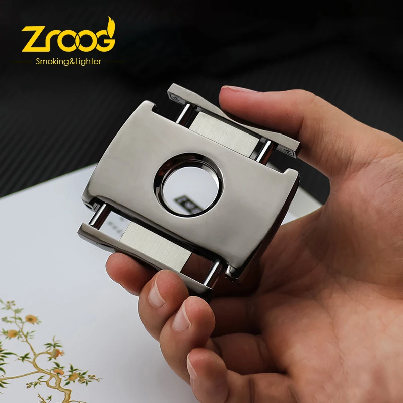 Cigar Cutter V-Cut Guillotine 3 in 1 Straight Cut V Cutter With Cigar Punch Stainless Steel Blade Ergonomic Design Secure-Lock