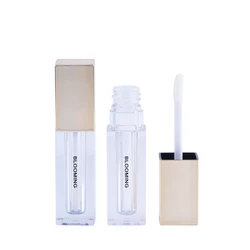 high quality new cute plastic empty lipgloss containers,transparent unique square custom lip gloss tubes with wands custom logo