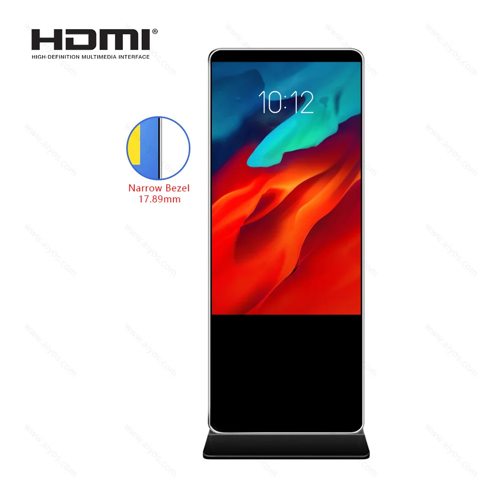 43 inch LCD Aidvertising Screen Totem Floor Stand Indoor FHD Digital Signage Display