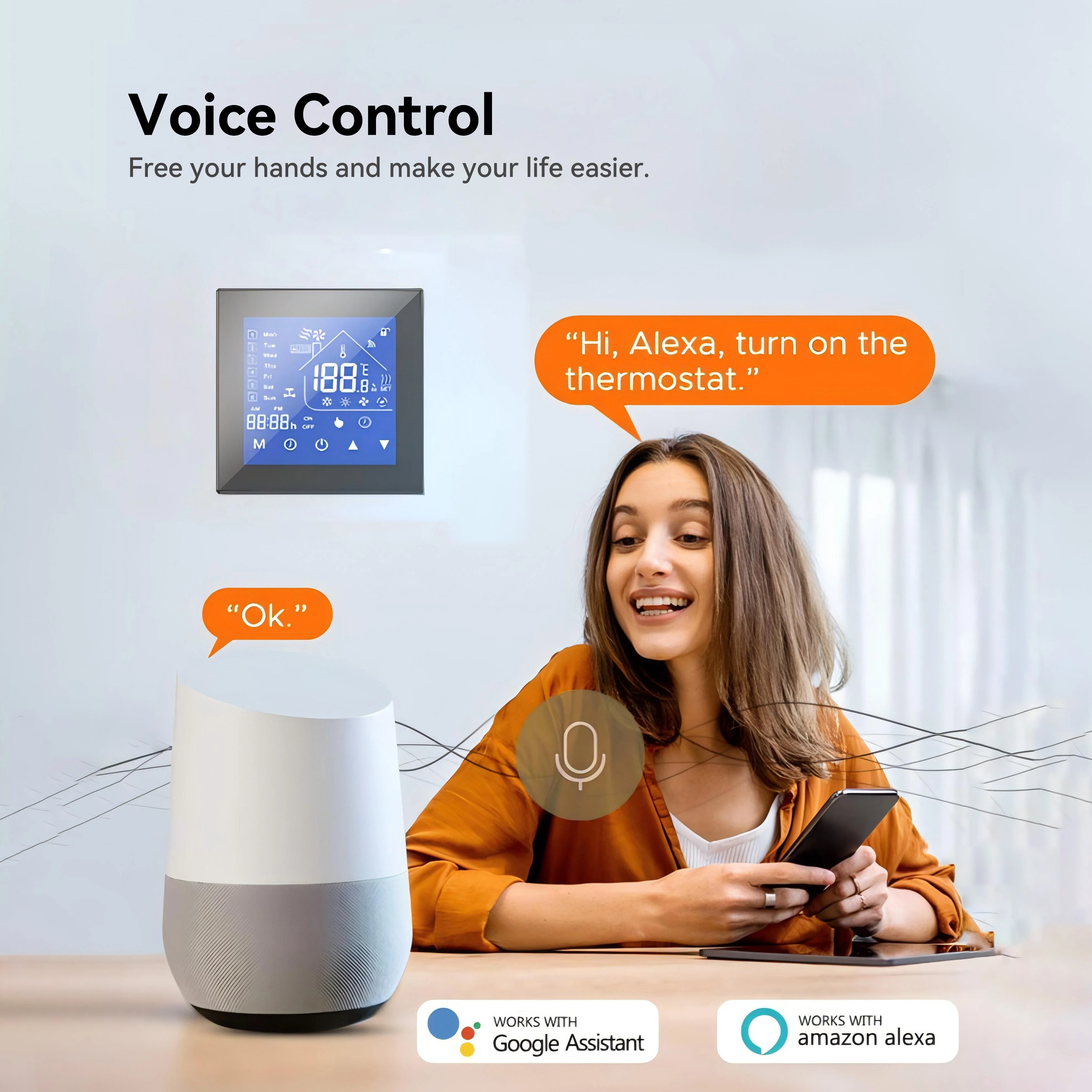 Tuya Smart WiFi HVAC Air Conditioner with Modern Design 240V Wireless Cooling Device Built-In Room Thermostat for Home Apartment