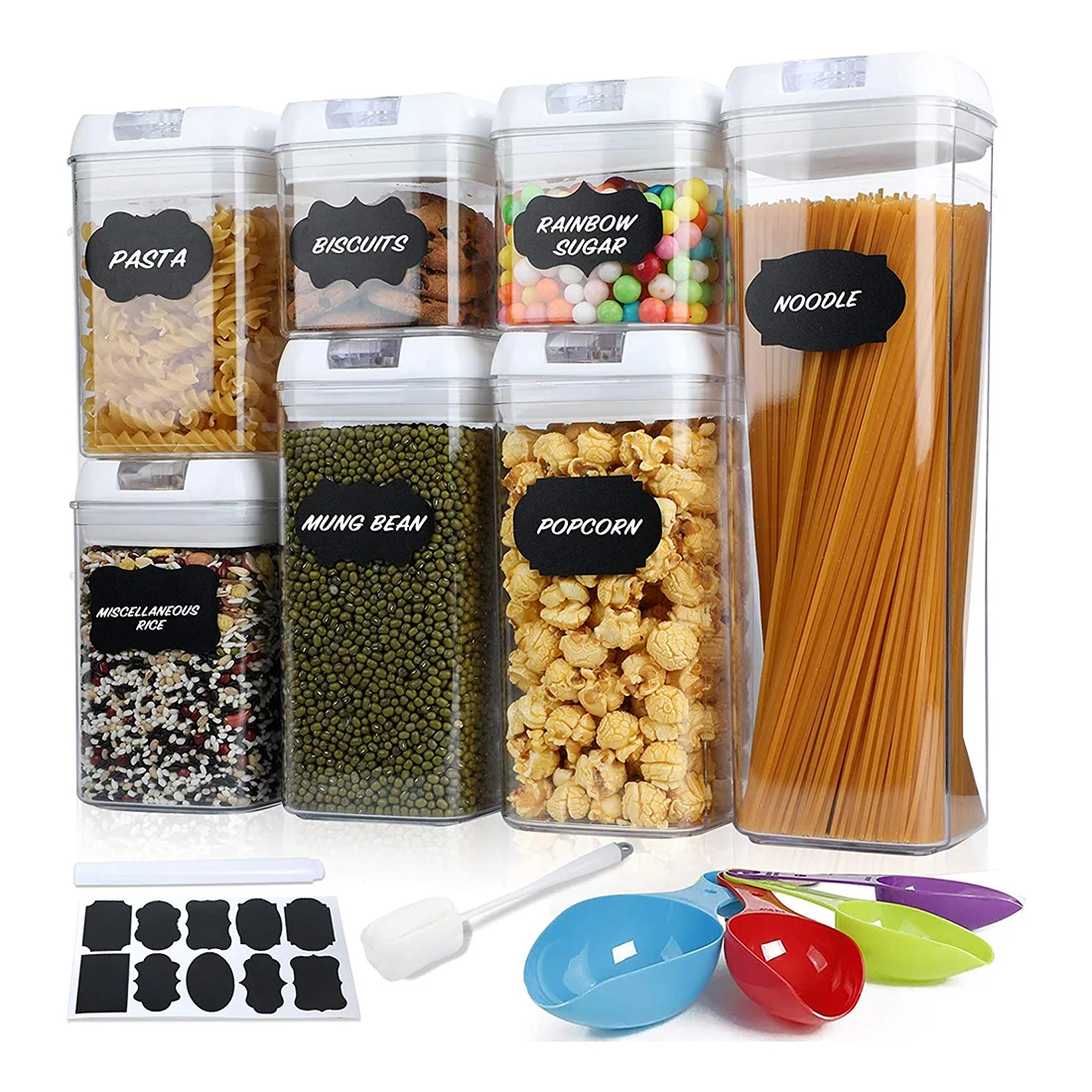 Modern 4-Piece BPA Free Airtight Plastic Cereal Containers EasyLock Lids for Dry Food Packaging Eco-Friendly Design