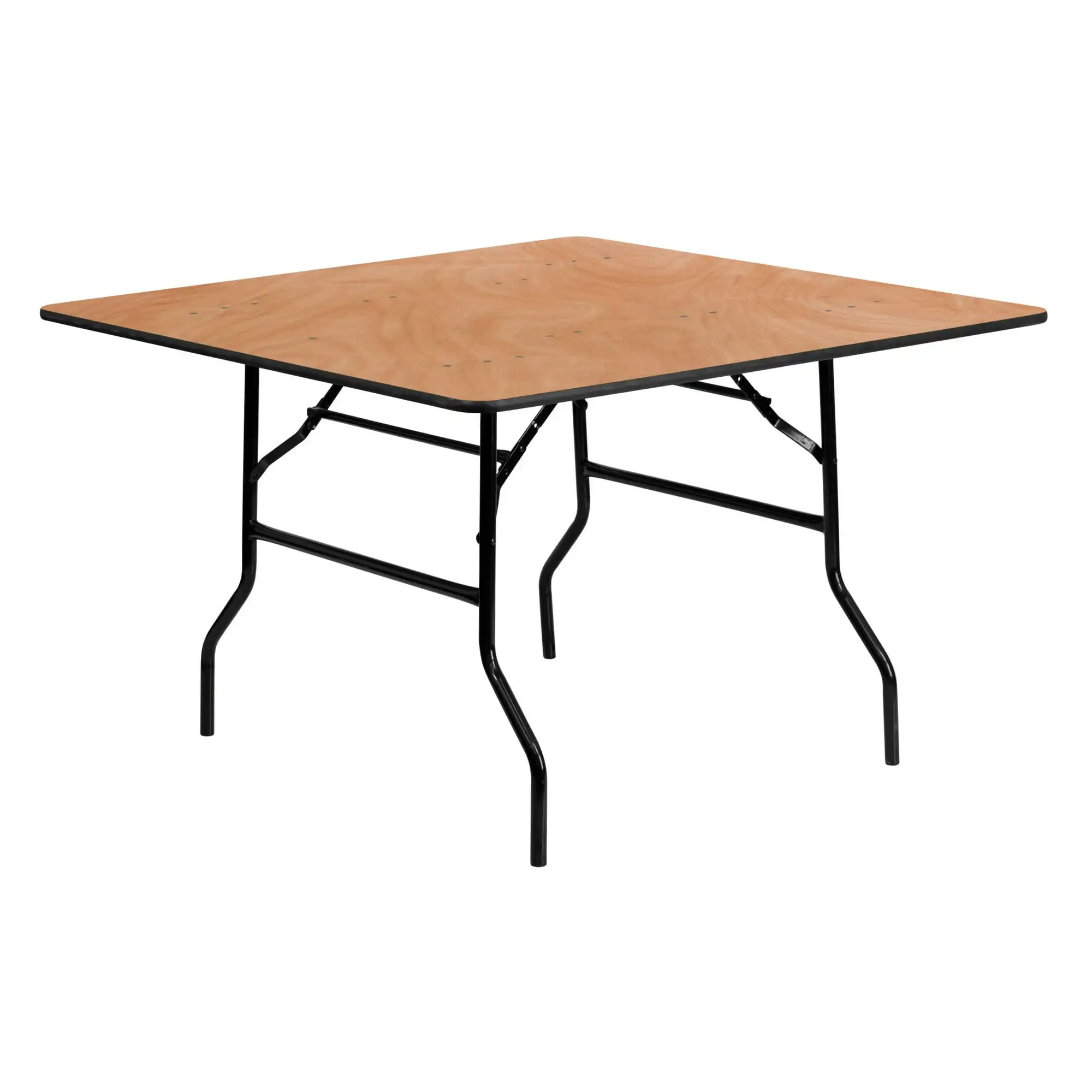 AJUNION 4ft Square Folding Dining Wedding Table Metal Frame Folding Table Legs Plywood Folding Event Table