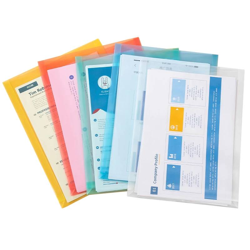 School Supply A4 Size Expandable Clear Expanding String Plastic File Bag Envelope Folder Document Bag Wallet