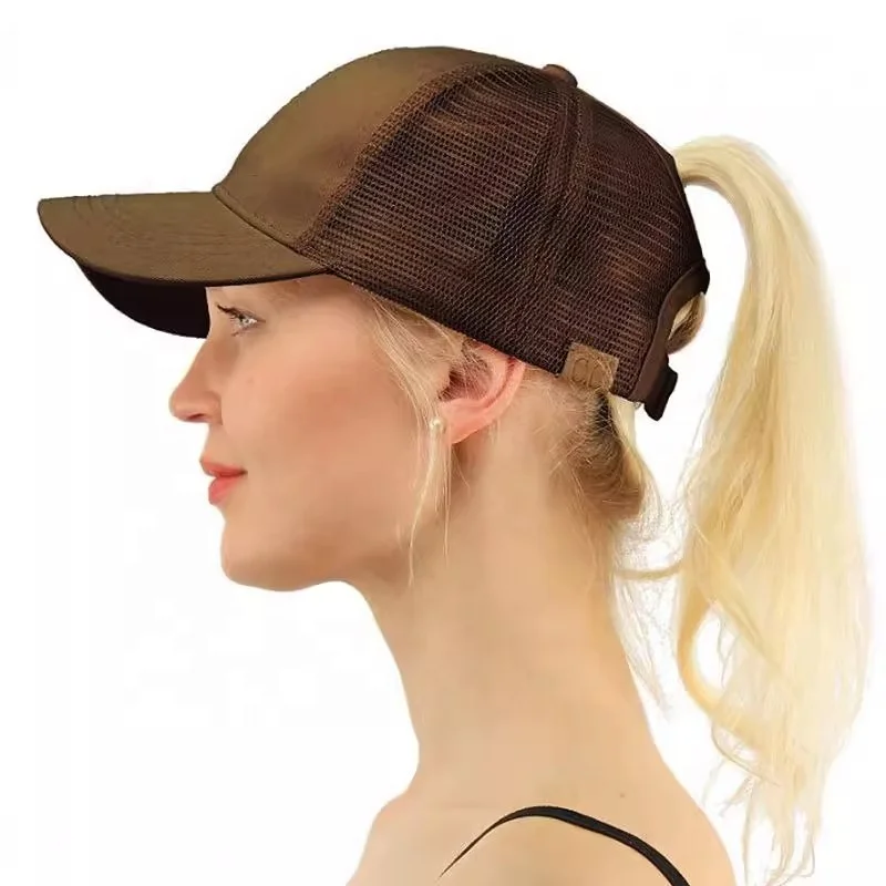 BSCI GRS Factory Pony tail hat Custom Ponytail Mesh Baseball Cap for Women,pony tail hats,glitter Ponytail Trucker Hat