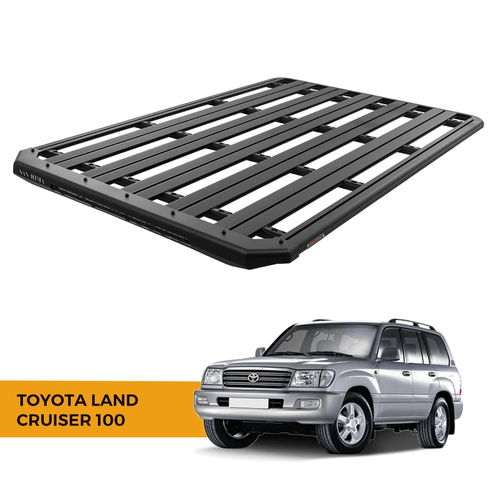 SAN HIMA 4x4 Aluminum Alloy LC100 Platform Roof Rack In Built 28inch LED Light Bar For Toyota Land Cruiser 100