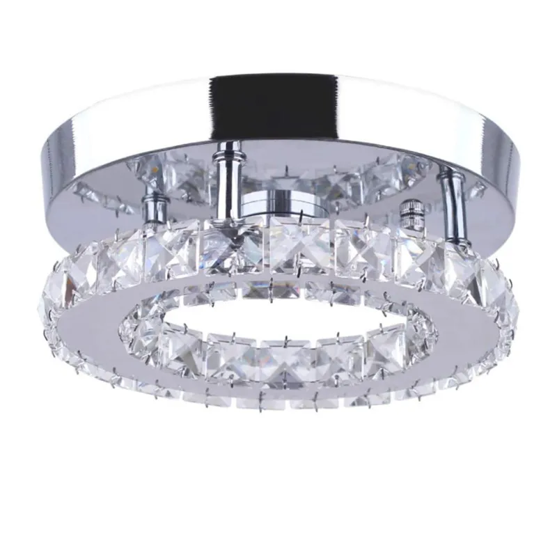 Оптовая продажа, маленькие светодиодные Хрустальные потолочные светильники HOOYI, круглая люстра с утопленным креплением для кухни, ванной, столовой