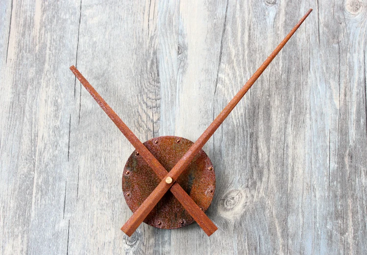31cm big pointer diy antique retro old rust metal wall clock with reverse running