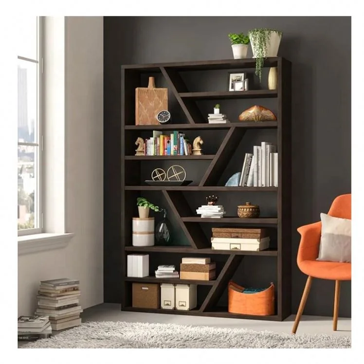 2022 Fashion Home Bookshelf Bookcase Solid Wood Living Room Furniture Wooden Modern with Inclined Book Alignment Pattern MANGO