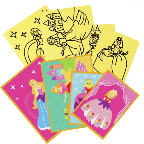 
wholesale beautiful sand art kit for children with 4 sand art cards and 12 bottle sand 
