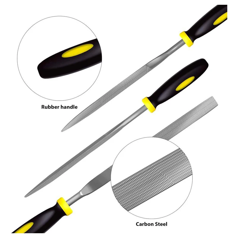 Metal Steel File Set  Includes Flat/Half-round/Round/Triangle/Square / Flat Warding 10PCS for Woodwork/Metal/jeweler/Plastic