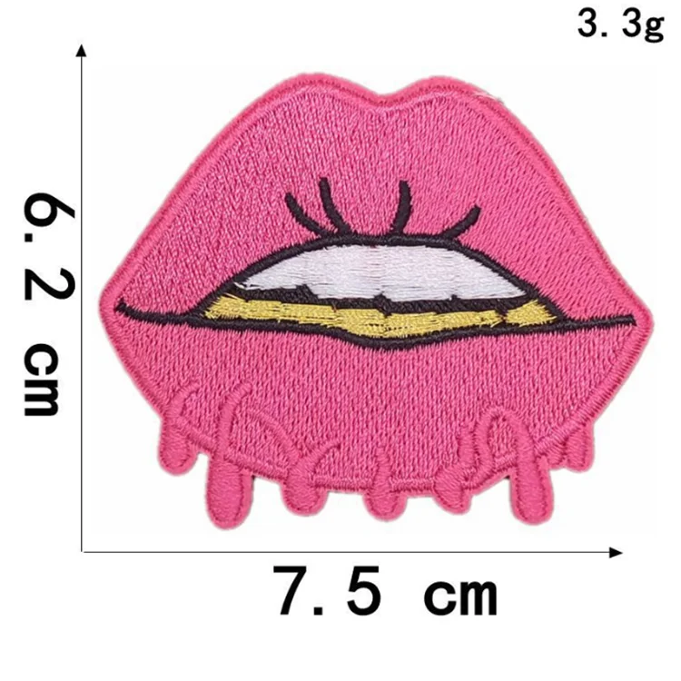 Personality Girl Series Twill Fabric Embroidered Patches Iron-On Style Lipstick and High Heels Design for Clothing