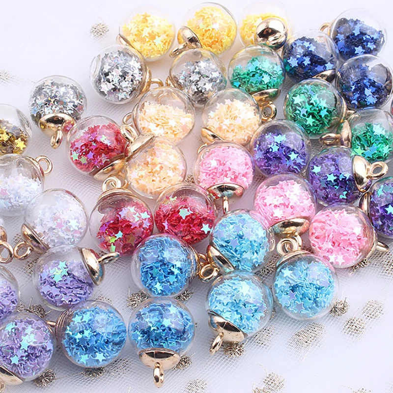 16mm Glass Transparent Christmas Ball Glitter Star Christmas Baubles Clear Hanging Ornament Tree Decoration