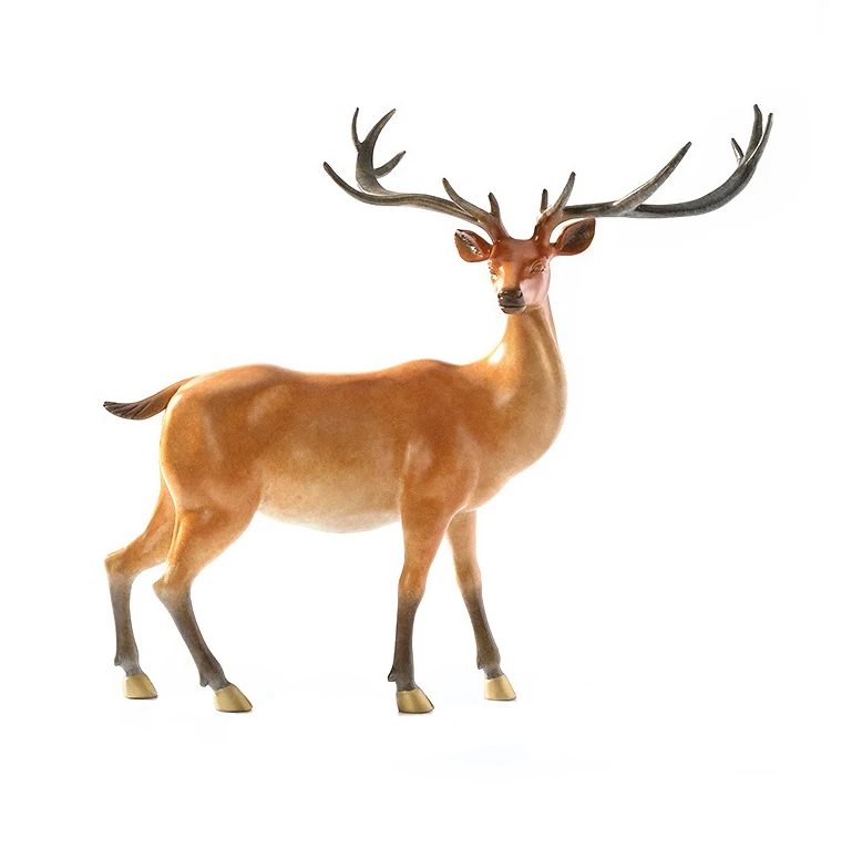 Customize modern home decor fengshui products brass handicraft copper deer ornaments art craft supplies