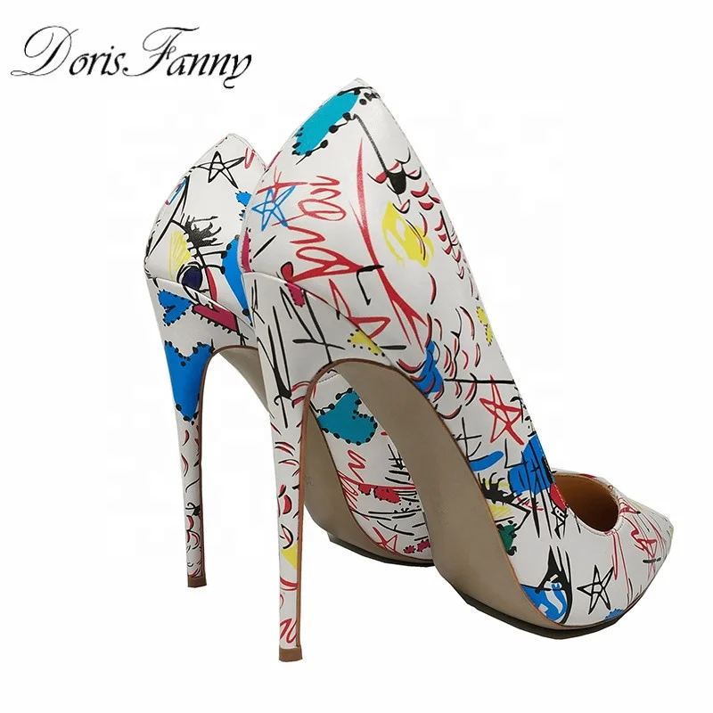 Women pump shoes beautiful sexy 12cm stiletto high heel footwear female pu leather ladies big size dress shoes
