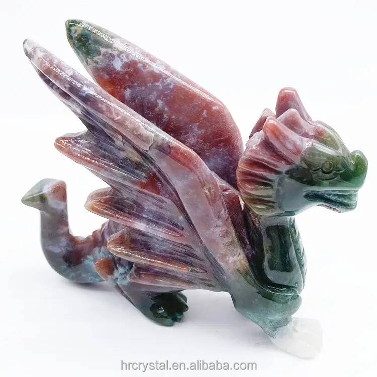 Large Dragon Have Carved Healing Semi-precious Stone Crafts Gemstone Crystal Animal Carving