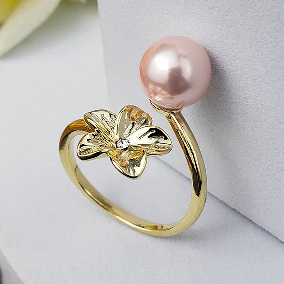 Hawaiian jewelry 18k Gold Natural  Pearl Rings Wedding Designs For Women