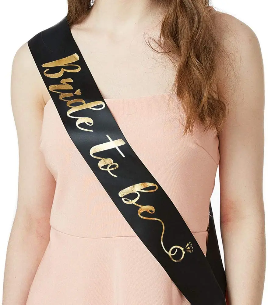 2021 New Arrival Black Bridal Sash Bride to Be Sash Bachelorette Party Shower Gift Bridal Accessories Wedding Gift Decorations