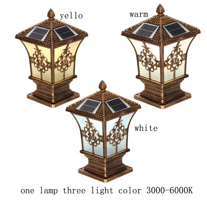 IP65 waterproof outdoor high lumen solar gate post pillar light led