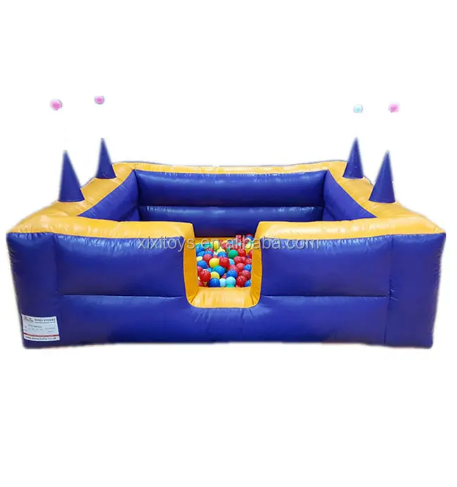 Amusement children plastic balls inflatable funland, inflatable slide with ball pit pool