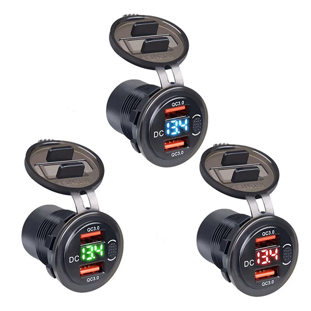 Type C PD QC3.0 2 USB Mobile Phone fast car charger Cigarette Lighter Socket 12V power Adapter QC3.0 USB car charger Outlet