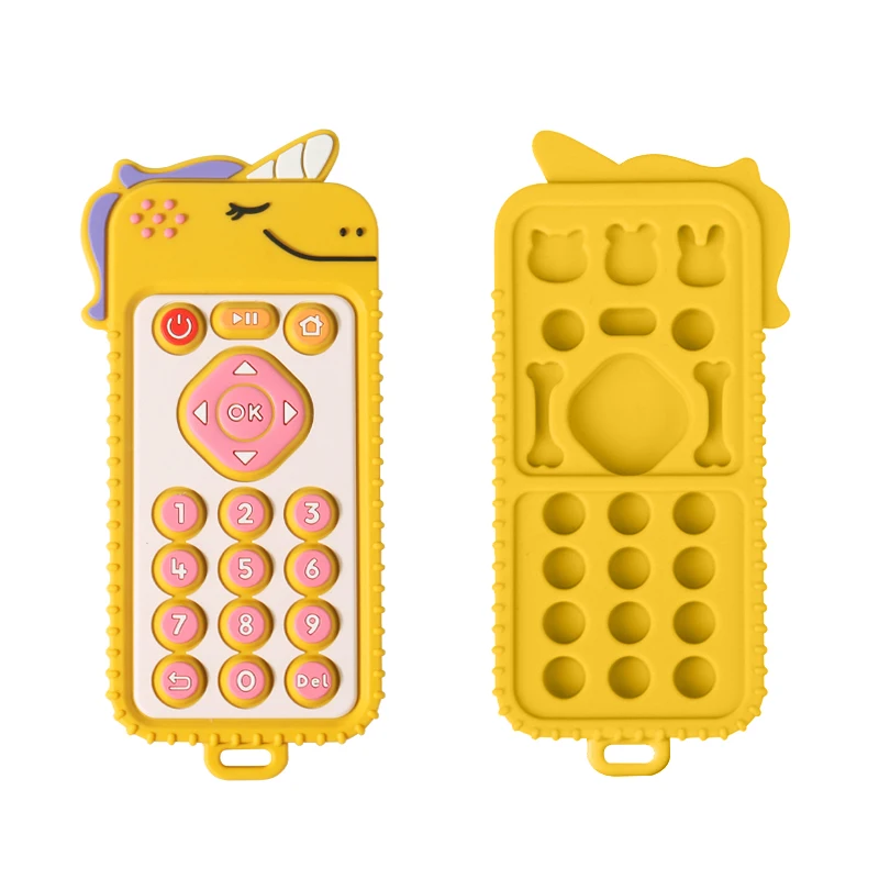 2023 Popular Baby Teether Toys Silicone Baby Products Funny Tv Remote Control Shape Baby Teethers Opp Bag Soft Toy Unisex