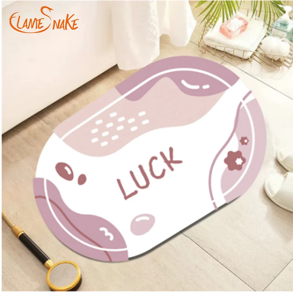 Custom sized oval bathtub diatomaceous earth absorbent floor mat