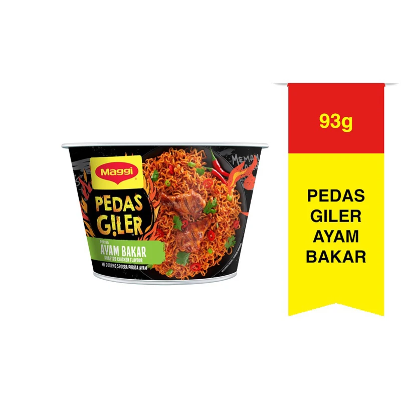 Highly Recommended 93g MAGGI-Pedas Giler Ayam Bakar Noodle Bowl Made From A Great Blend of Crazy Spicy Chillies
