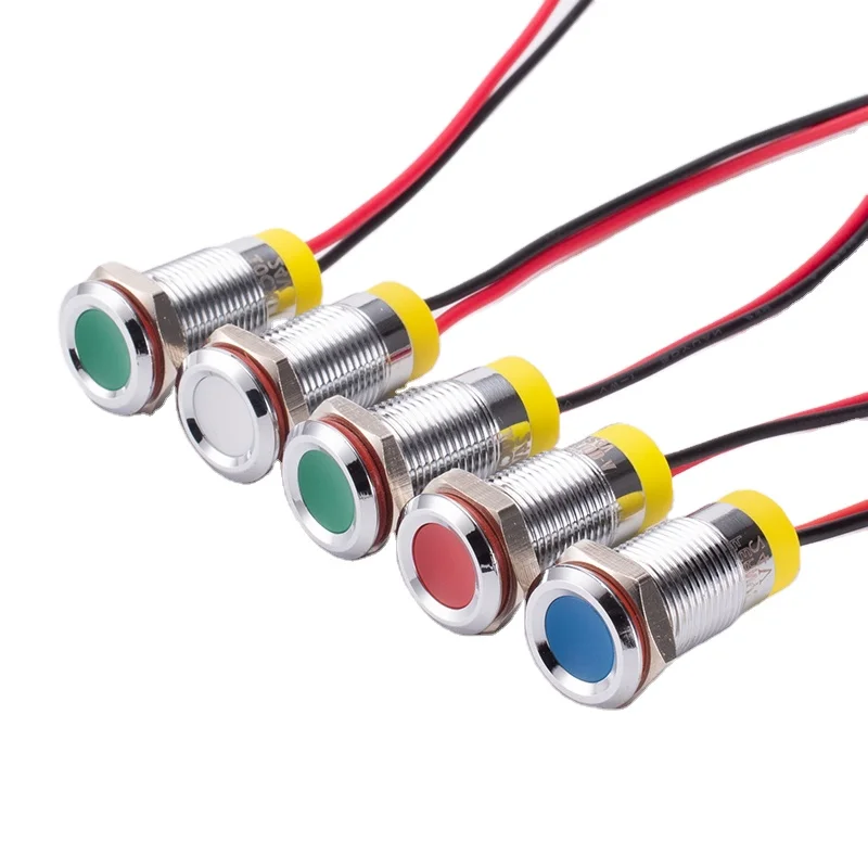 Металлический светодиодный индикатор, 10 мм, 12 В, 3 в, 220 В, сигнальная лампа, водонепроницаемые светодиодные индикаторы