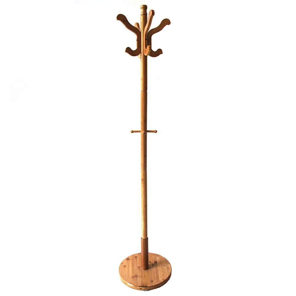 Free standing wooden cloth rack  bamboo floor coat hanger for clothes and hat hanger