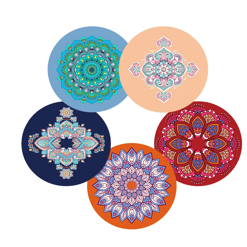 SHENGDE Washable Table Placemats Dinner Flower Individuales Para Mesa Hot Pink Round Vinyl Recycle Autumn Placemat Coaster