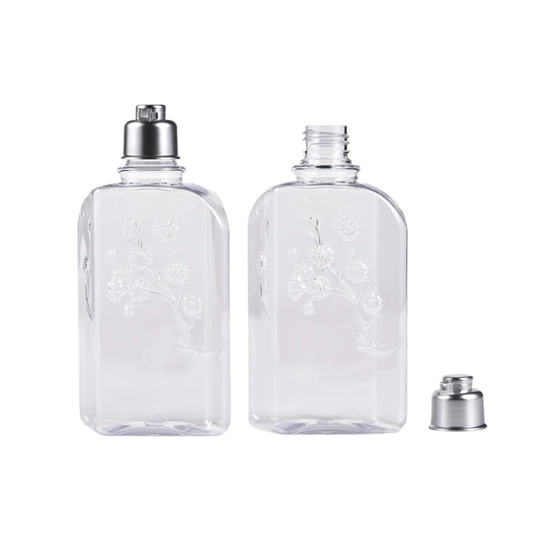 Plastic bottle supplier 250ml PET shower gel shampoo body care pump packaging  With Bell Shape Cap Use Cosmetic lotion cream