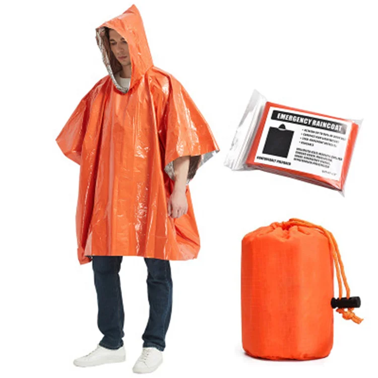Emergency Rain Poncho with Mylar Blanket Liner - Survival Blankets Waterproof