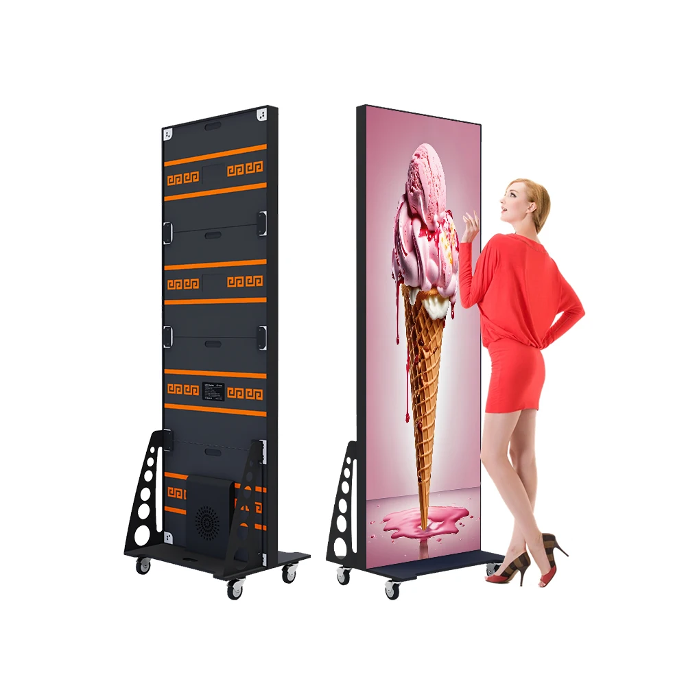 GOB P1.8 P2 P2.5 Portable Led Poster Standing Indoor Screen Floor Stand Advertising Digital Wall Video Mirror Display Standee