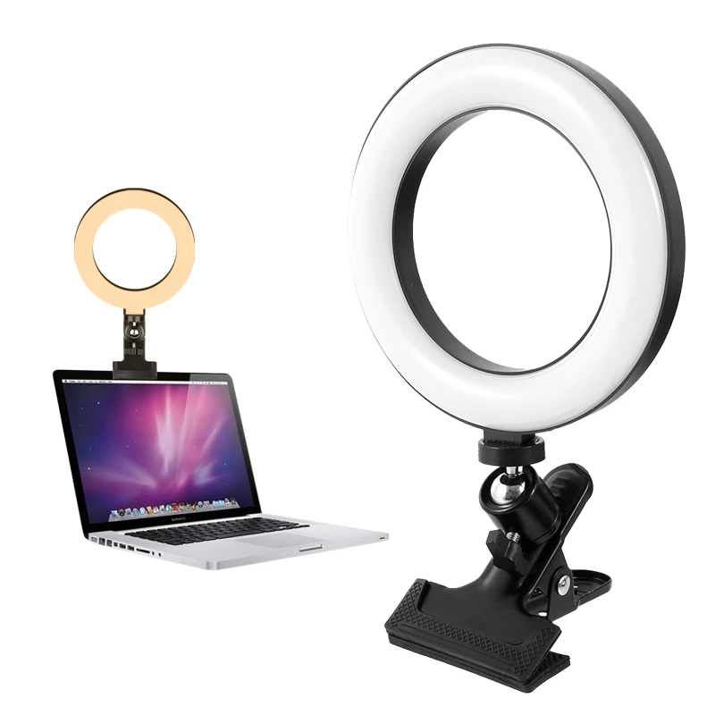 Professional fashion video conference USB lighting kit LED self-timer fill light with mobile phone holder 6 inch ring light