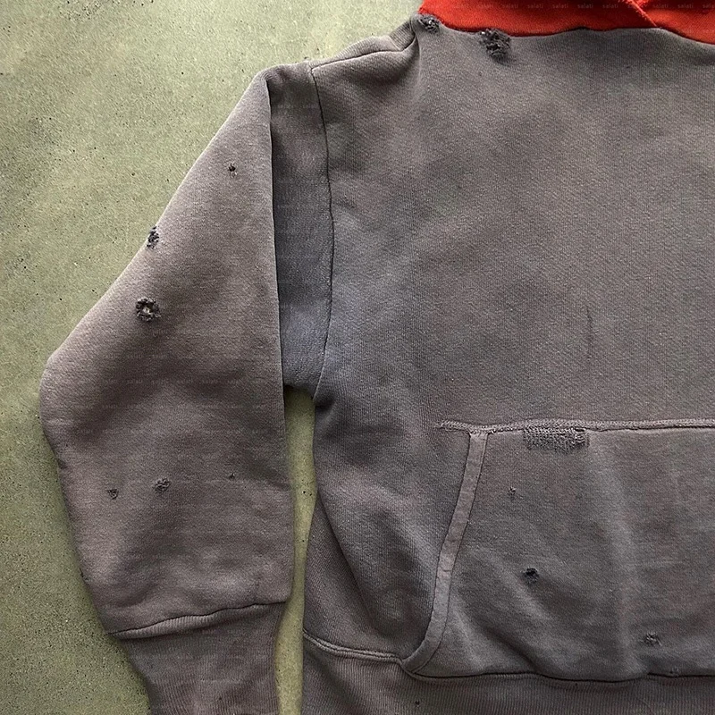 Manufacturers Cotton Patchwork  Acid Wash Pullover Cropped Sun Faded Two Tone Mineral Blank Distressed Vintage  Hoddies Men