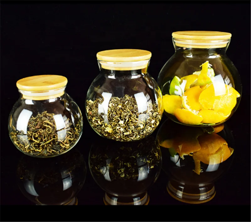 Handblown Borosilicate Glass Jars Transparent Round Cork Sealed