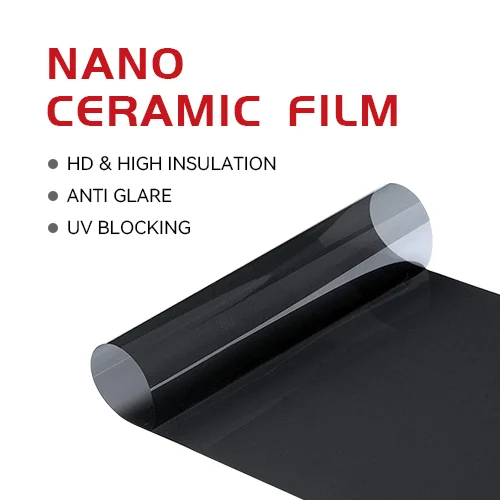 2Ply High Solar Control Papel Ahumado Nano Ceramic Film 99% UV Protection Auto Tint Film for Car Window 5% 30% 70% 80% VLT