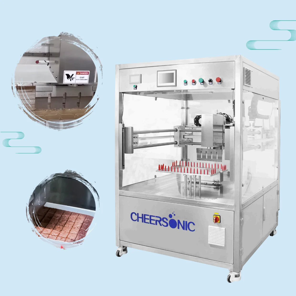 cake portioning machine ultrasonic cutting knife system to cut into pieces Frozen Ice Cream Cakes