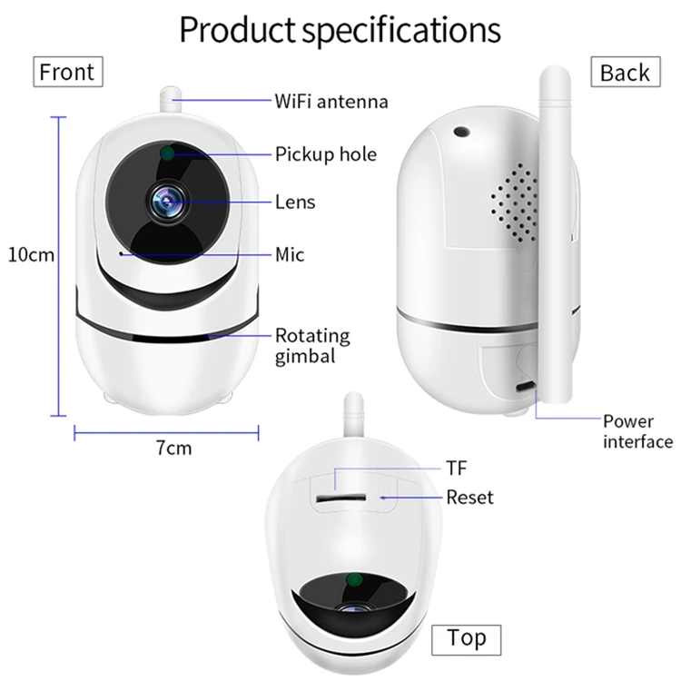 
2021 1080P WiFi IP Camera Wireless Baby Monitor with HD Audio Camera Automatic Movement Motion Tracking Detector Night Vision 