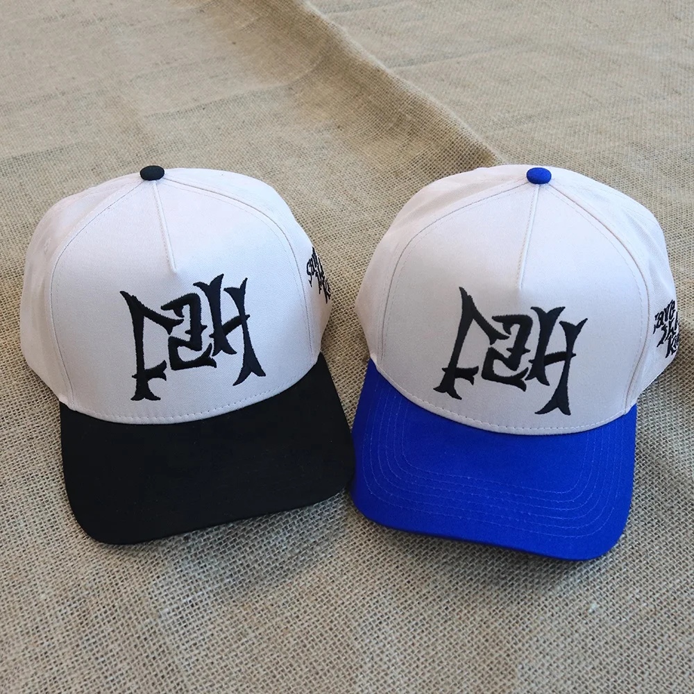 Good Supplier manufacture Custom 5 Panels 2 tone colors baseball caps outdoor unisex snapback hats cap