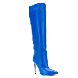 Fashion show cross-border foreign trade Large size lady sky Star stiletto heel rhinestone pointed knee sheepskin thigh-high boot