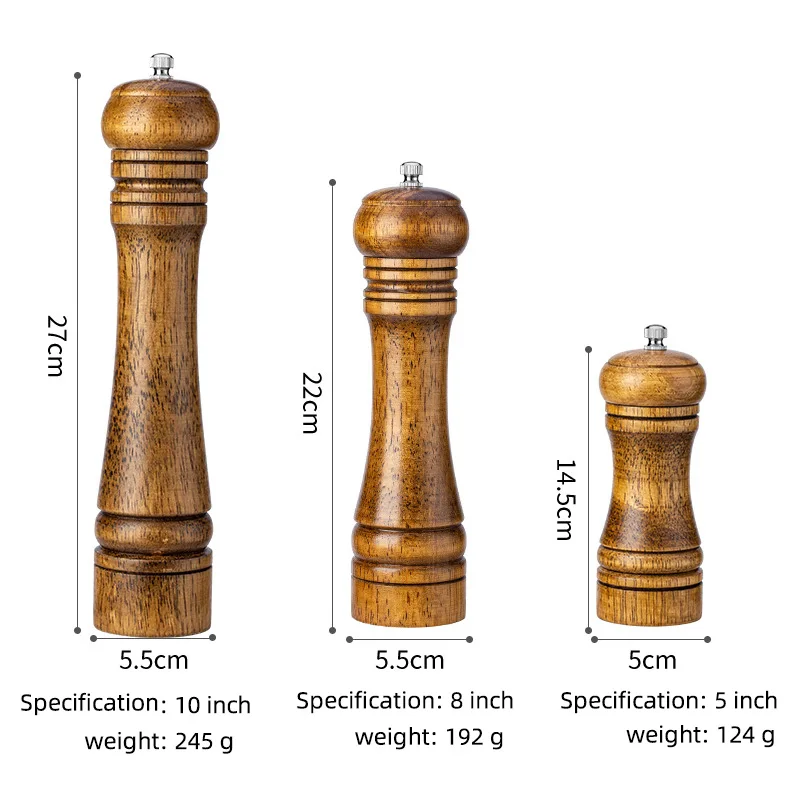 Ручная мельница для специй и перца, настраиваемая мельница для крупного переца, 5 8 10 дюймов