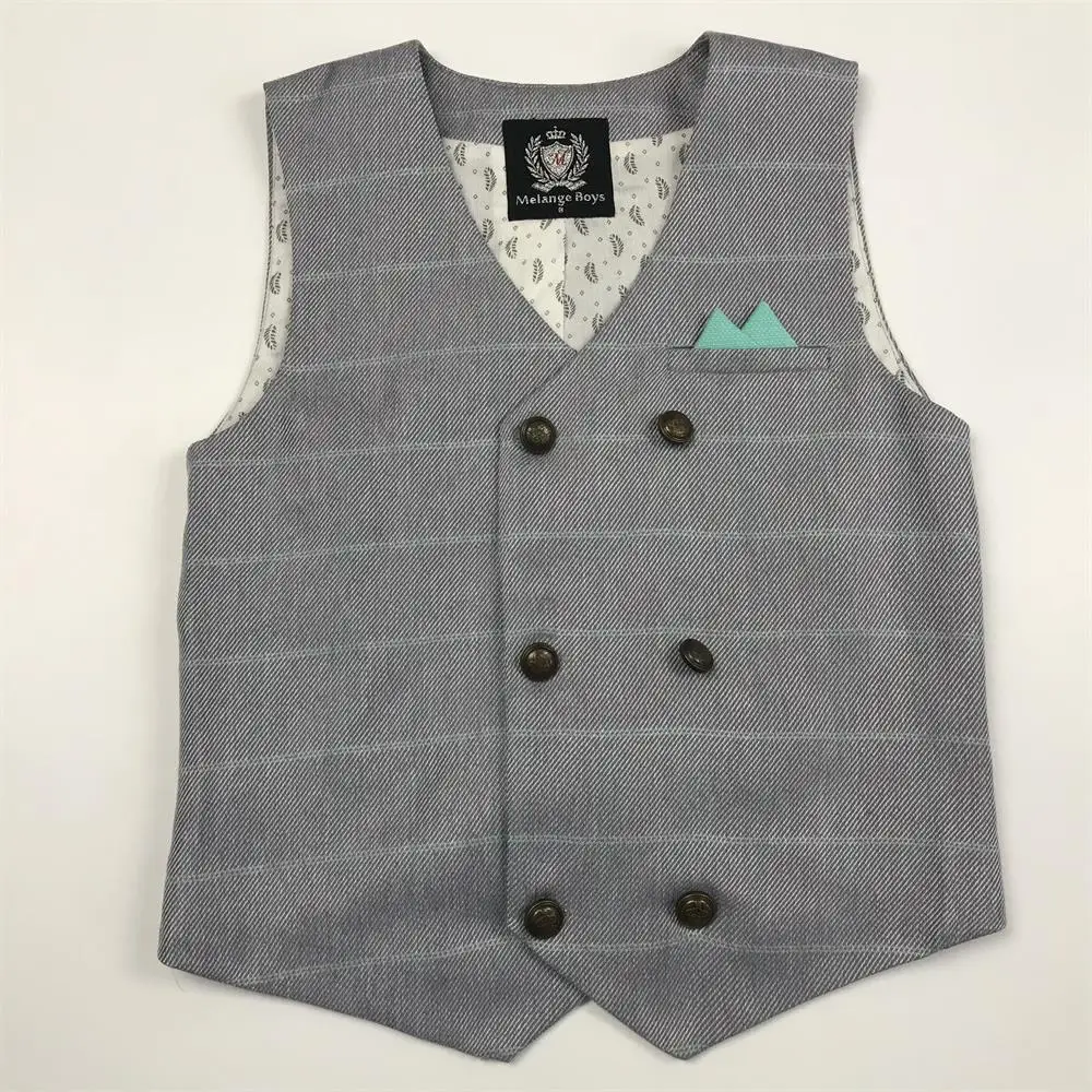
2020 Gentleman boys clothing spring Autumn Baby Boy Clothes check set slim suits vests 