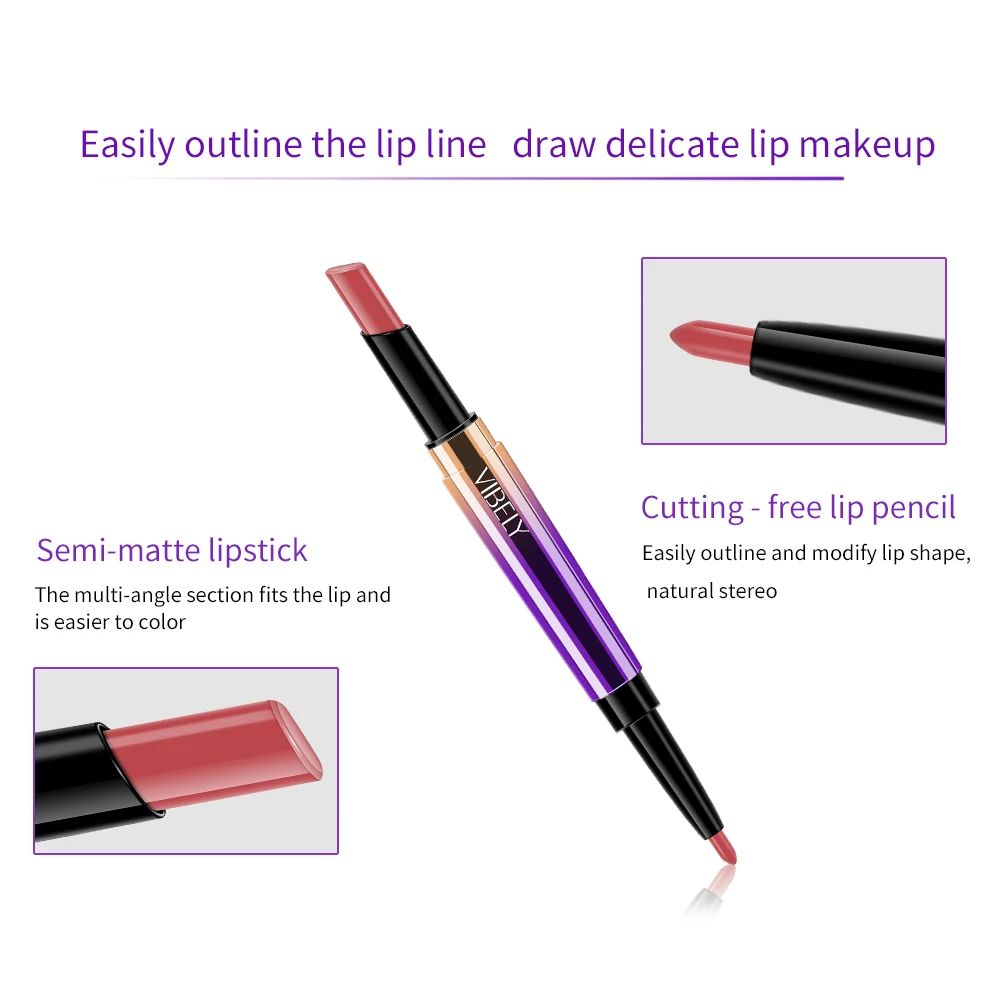 Hot Selling Beauty Cosmetic Double Side Matte Lipstick Lip Liner Private Label Lipstick