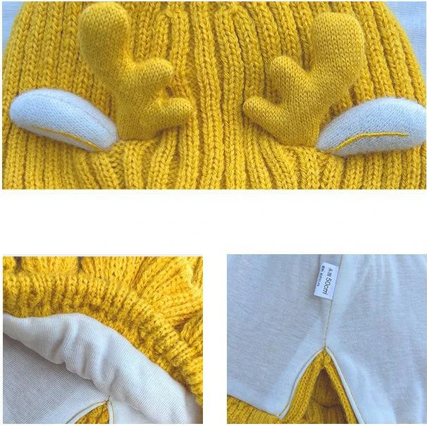 Cute Deer Elk Antlers Baby Hat Winter Warm Plush Knitted Ear Warmer Children Hat Bonnet  Cap Beanie Christmas Hats