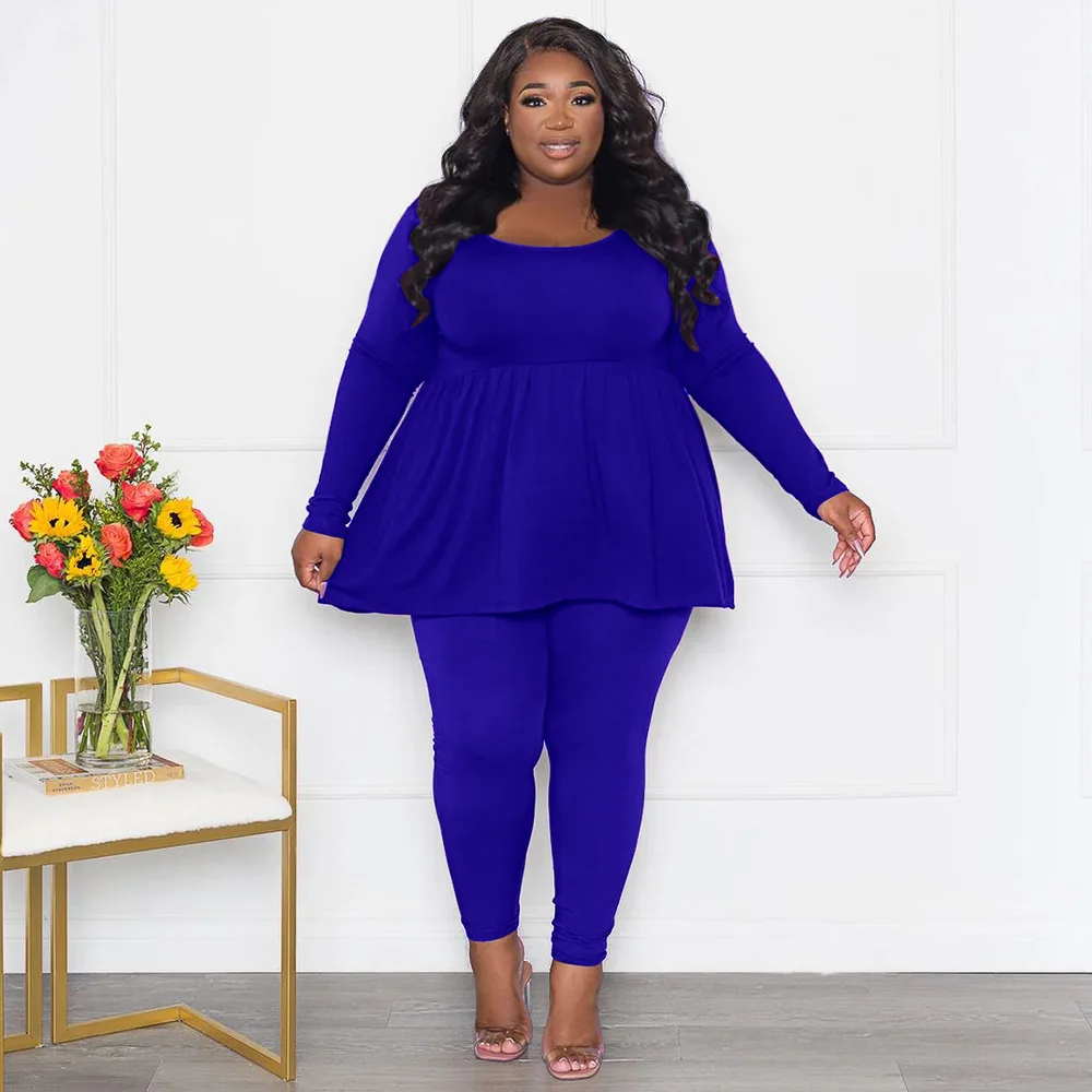 Wholesale 4xl plus size women clothing sets lounge wear fashion blouse and leggings 2 piece pants set