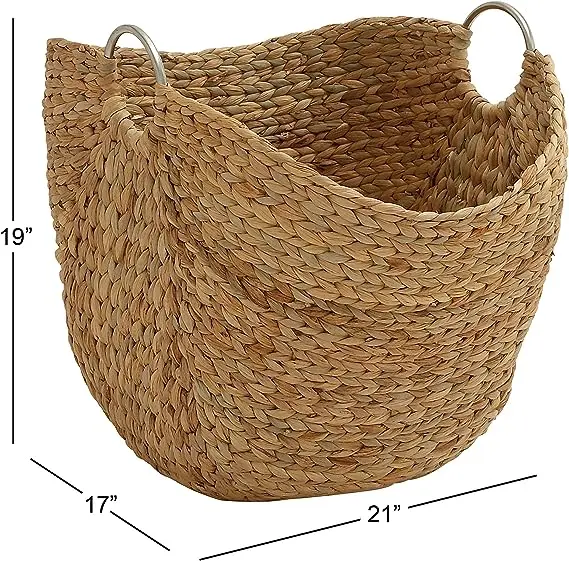 Seagrass Handmade Woven Storage Basket Natural Water Hyacinth Laundry Baskets Rattan Storage Baskets